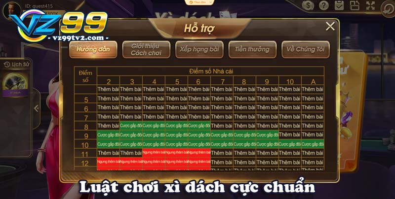 Hướng dẫn cách chơi xì dách chuẩn ăn tiền thật tại VZ99 3 Luật chơi xì dách cực chuẩn